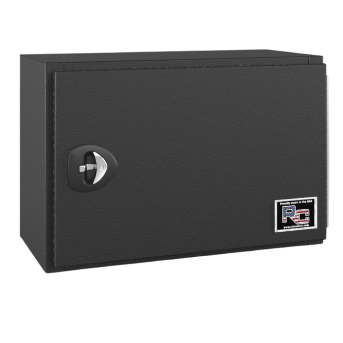 RC Industries Underbody Box V-Series Horizontal 36x18x18 .125 Diamond Bright Aluminum With Side Swing Door Textured Black Curbside Model VU361818.UCB