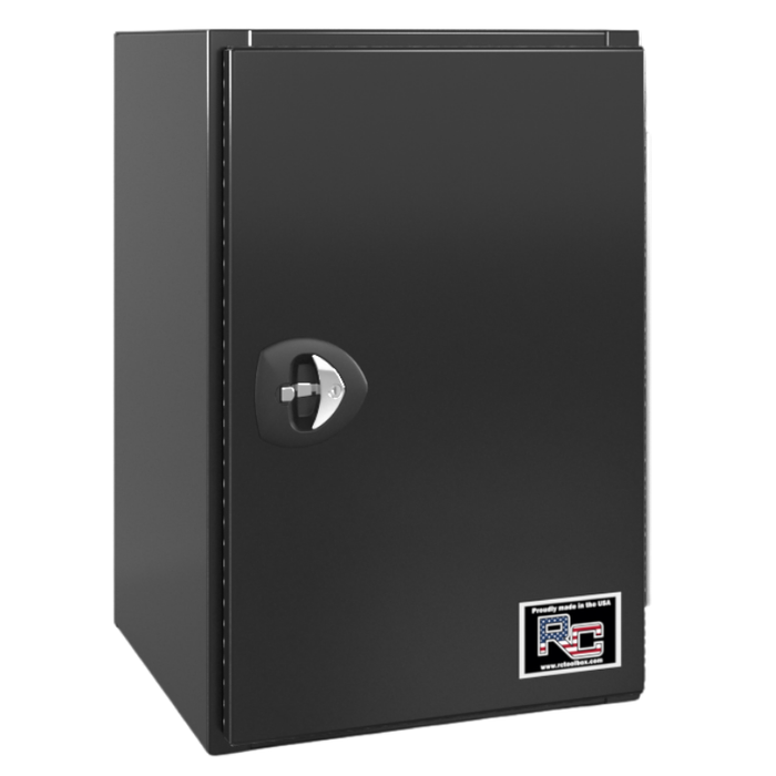 RC Industries Underbody Box V-Series Vertical 36x36x18 .125 Diamond Bright Aluminum With Side Swing Door Gloss Black Curbside Model VU363618.UCG