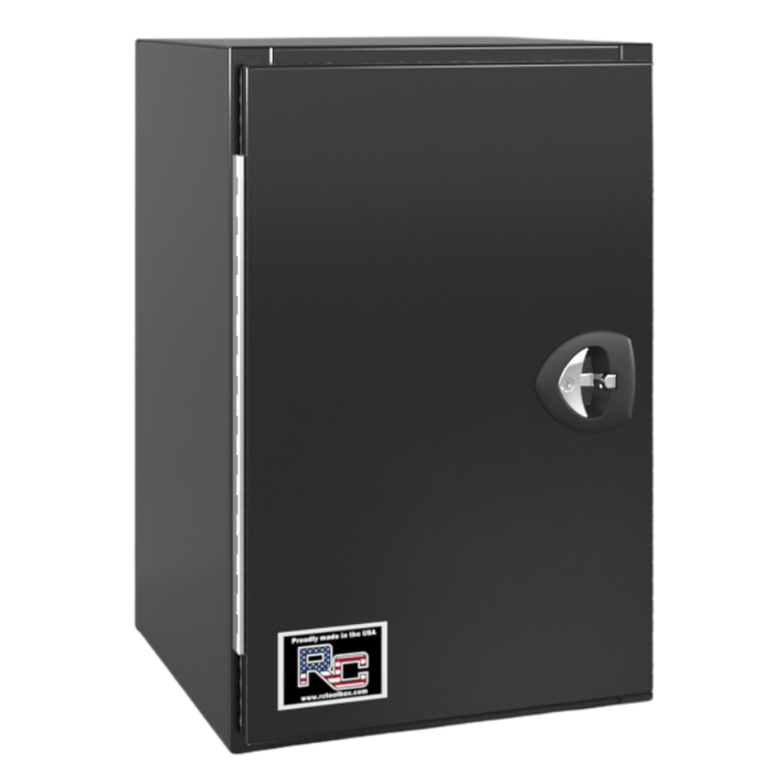RC Industries Underbody Box V-Series Vertical 18x36x18 .125 Diamond Bright Aluminum With Side Swing Door Gloss Black Roadside Model VU183618.UG