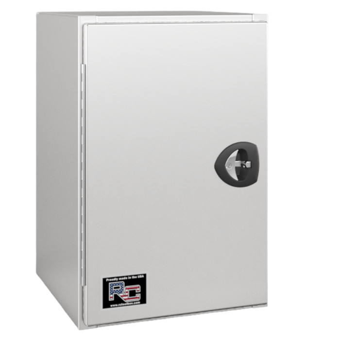 RC Industries Underbody Box V-Series Vertical 24x36x24 .125 Diamond Bright Aluminum With Side Swing Door Gloss White Roadside Model VU243624.UD