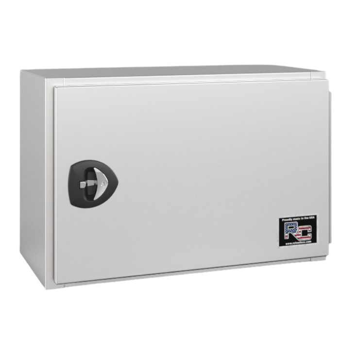 RC Industries Underbody Box V-Series Horizontal 18x18x18 .125 Smooth Aluminum With Side Swing Door Gloss White Curbside Model VX181818.XCD