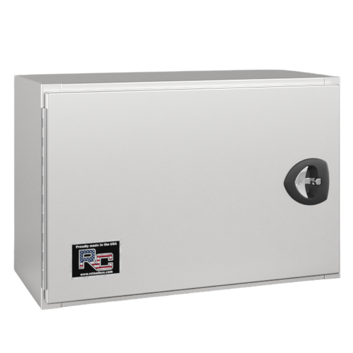 RC Industries Underbody Box V-Series Horizontal 36x24x18 .125 Smooth Aluminum With Side Swing Door Gloss White Roadside Model VX362418.XD
