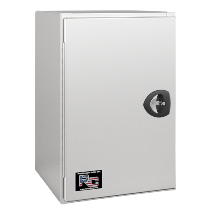 RC Industries V-Series Tank Box 24x60x18 14 GA Steel With Side Swing Door Gloss White Roadside Model VM246018.SDTB