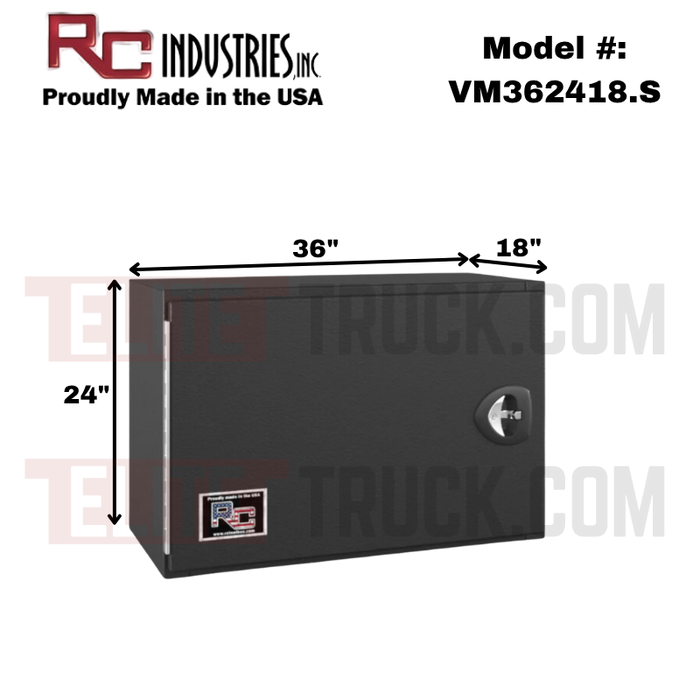 RC Industries Underbody Tool Box V-Series Horizontal 36x24x18 Steel Textured Matte Black Roadside Model VM362418.S