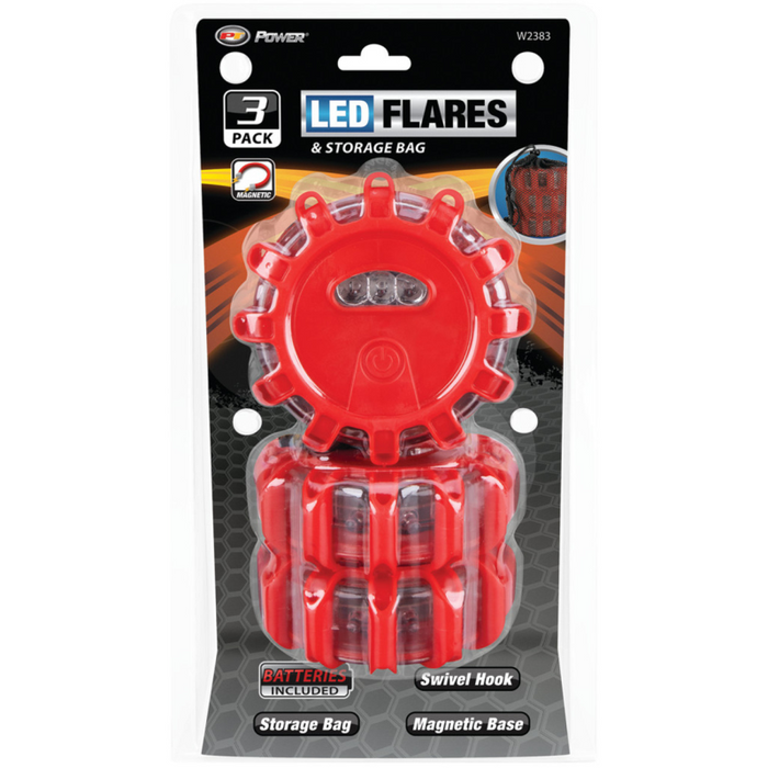 Performance Tool Pt Power 3-Pk Led Road Flares With Bag Model W2383