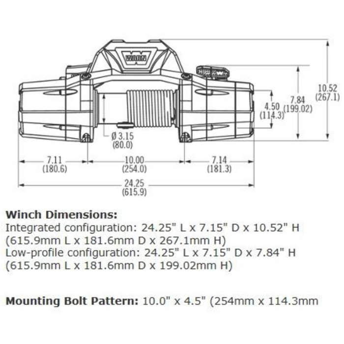 Warn ZEON 10-S 10,000LB Winch With Synthetic Rope 89611