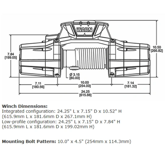 Warn ZEON 10-S 10,000LB Winch With Synthetic Rope 92815