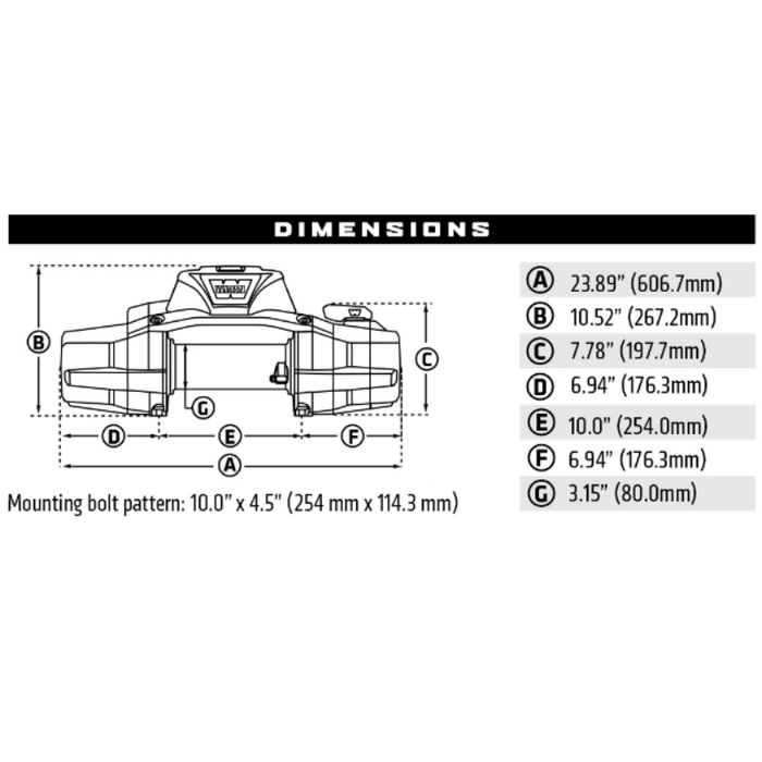 Warn WARN ZEON XP 12-S Winch 12,000 Pull Capacity With 80" Feet 3/8 Spydura Synthetic Rope Model 110120