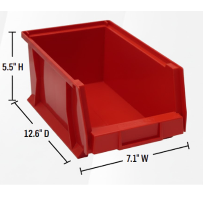 Weather Guard Red Bins, 6in x 7.1in x 13.2in, (6 pack) Model 9855-7-02