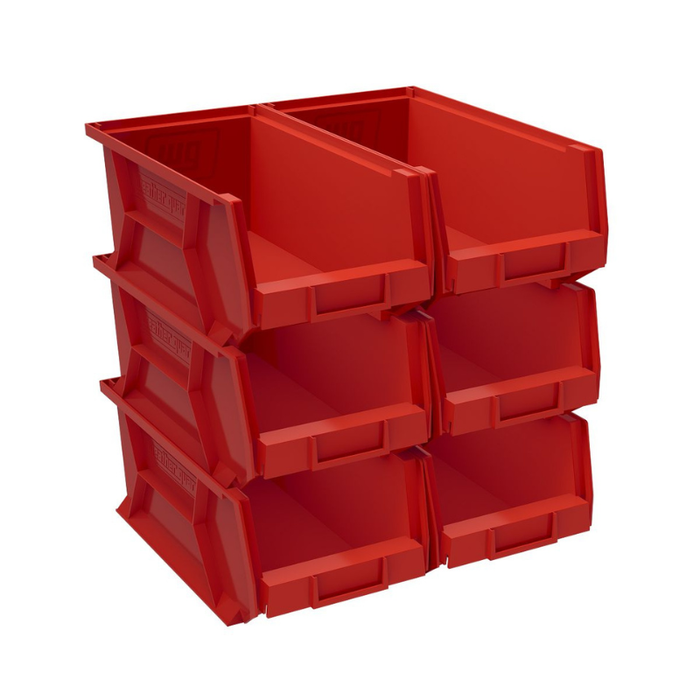 Weather Guard Red Bins, 6in x 8.2in x 13.2in, (6 pack) Model 9856-7-02