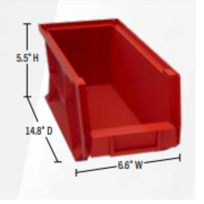 Weather Guard Red Bins, 6in x 6.5in x 15.45in, (6 pack) Model 9854-7-02
