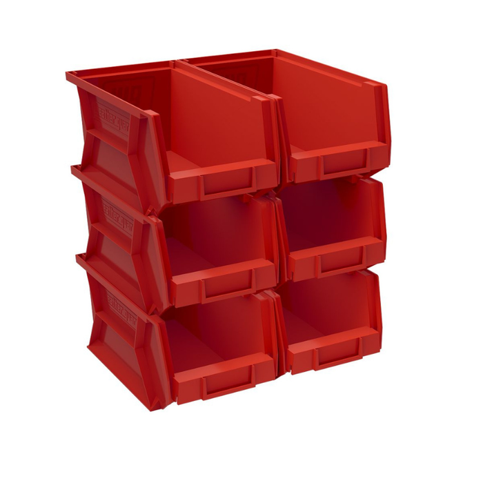Weather Guard Red Bins, 6in x 7.1in x 13.2in, (6 pack) Model 9855-7-02