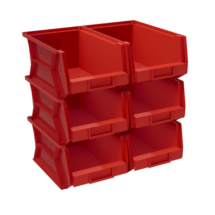 Weather Guard Red Bins, 6in x 7.8in x 15.4in, (6 pack) Model 9859-7-02