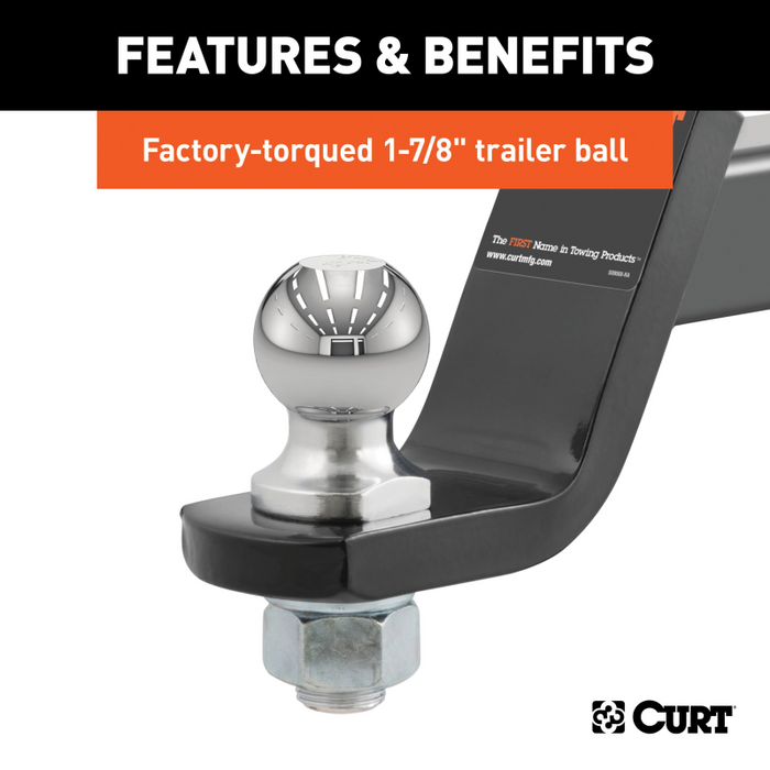 CURT Loaded Ball Mount with 1-7/8" Ball, Imported (2" Shank, 3,500 lbs., 4" Drop) Model 45855
