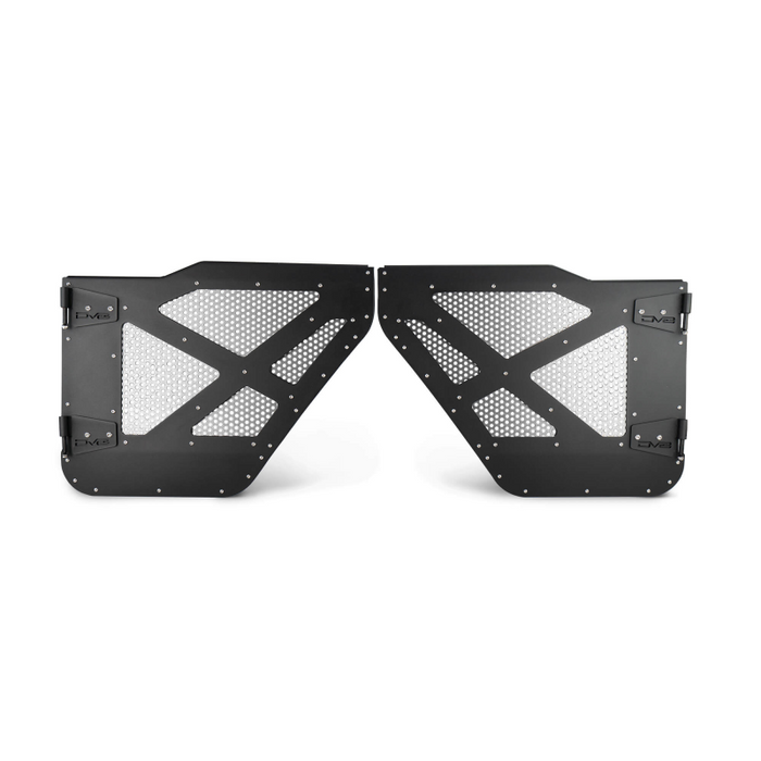 DV8 Offroad 2018-2025 Jeep Gladiator JT WranglerJLU Rear Half-Doors With Alum Mesh Model HDJL-01R