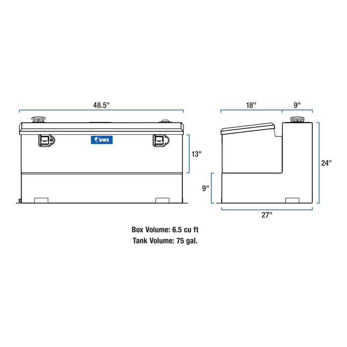 UWS Matte Black 75-Gallon Steel-Aluminum Combo Transfer Tank Model ST-75-COMBO-MB