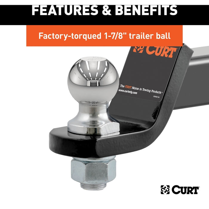 CURT Trailer Hitch Mount with 1-7/8-Inch Ball & Pin, Imported, Fits 2-Inch Receiver, 7,500 lbs, 2-In Drop Model 45834