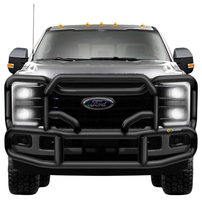 Ex-Guard Kit Extreme-Duty Full-Height Coverage Black Grille Guard Kit w/ Mounting Bracket and Winch Box with Recovery Point Model FX-50BG3-FD2517-MB-17FX-FD25-WB
