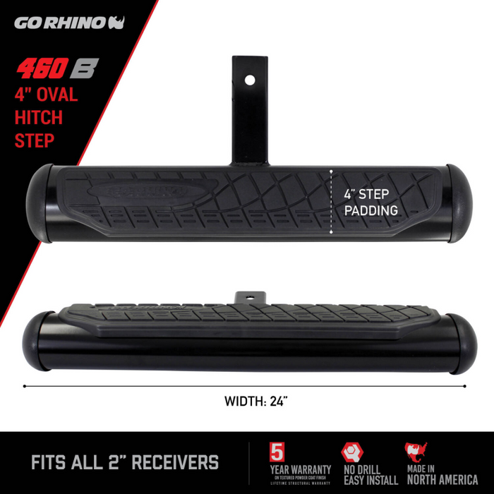 Go Rhino 4" Oval Hitch Step Black Model 460B