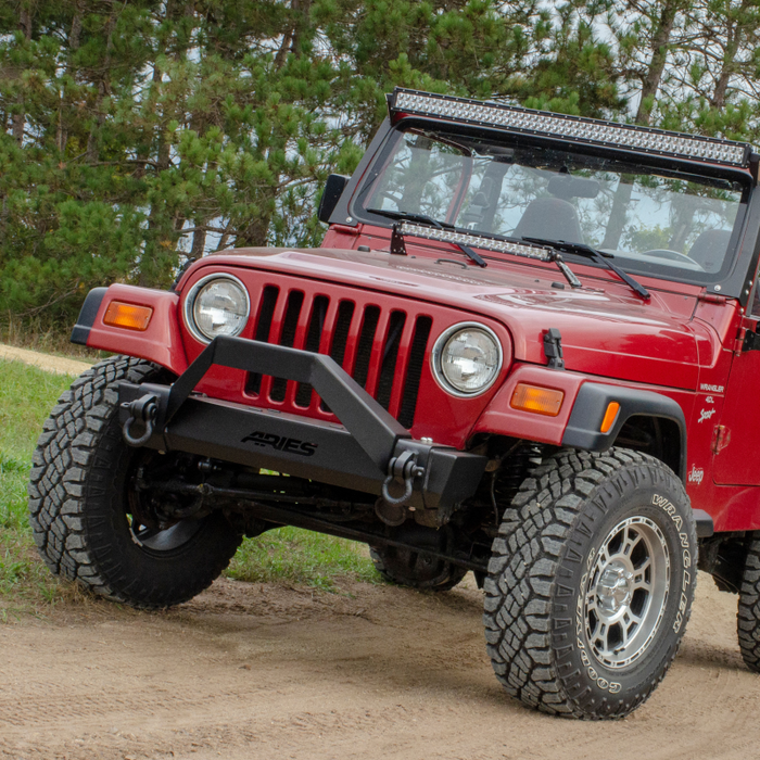 ARIES TrailCrusher Jeep Wrangler TJ Steel Front Bumper with Brush Guard, 9.5K Model 2186001