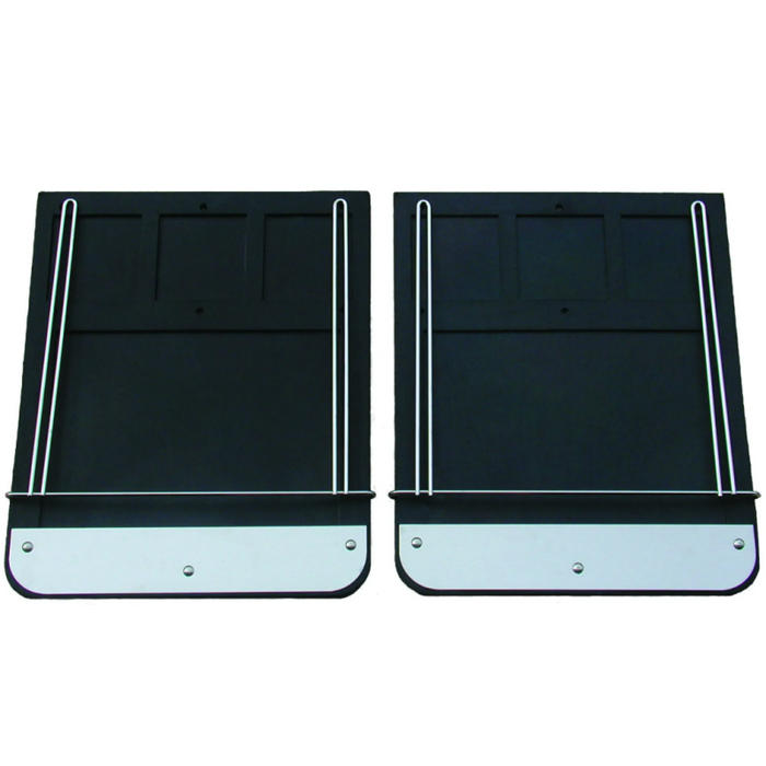 Go Industries Dually Mud Flap Set - Classic Style - Includes Flaps, Brackets, Stainless Weights and Chrome Anti Sails Model 70731SET