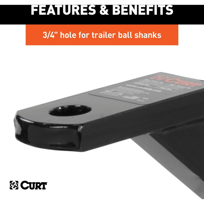 CURT Vertical Trailer Hitch Ball Mount, Fits 1-1/4-Inch Receiver, 3,500 lbs, 3/4-Inch Hole, 2-1/4-Inch Drop Model 45507