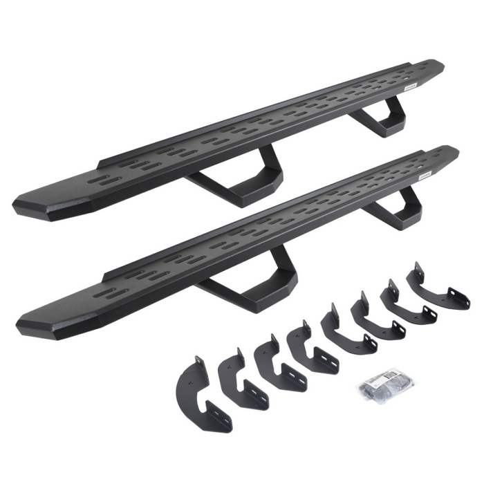Go Rhino RB30 Running Boards with Brackets With 2 Pairs Drop Steps Kit Double Cab Model 6964158020PC