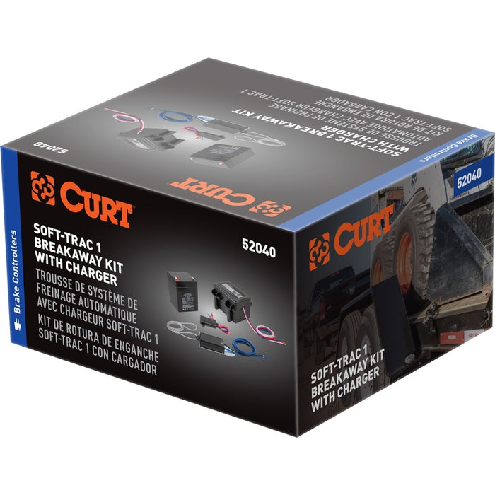 CURT Soft-Trac 1 Trailer Breakaway Switch Kit System with Battery and Charger Model 52040