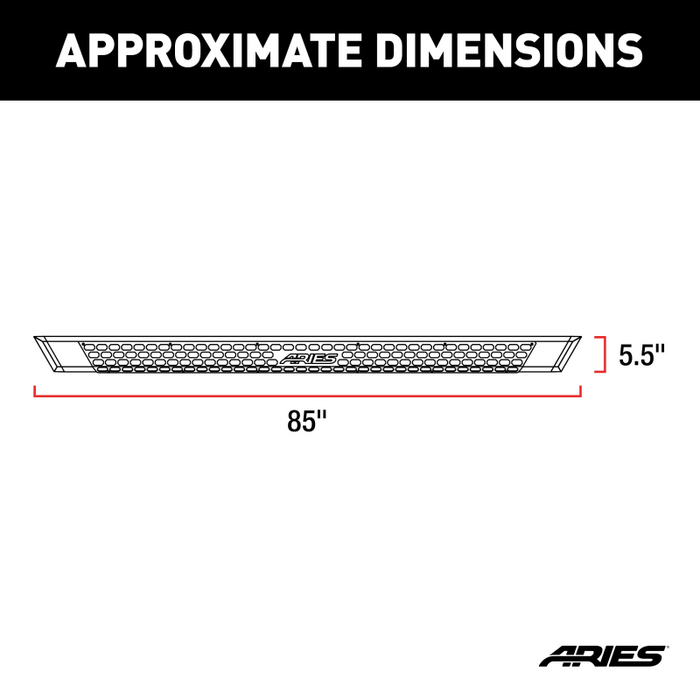 ARIES AdvantEDGE 5-1/2" x 85" Black Aluminum Running Boards Model 2556055