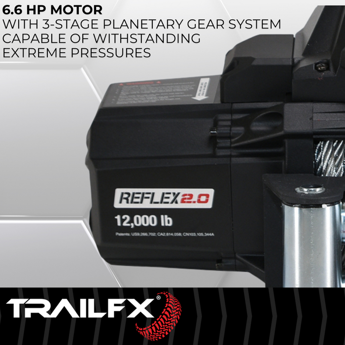 TrailFX REFLEX 2.0 Winch 12000LB Steel Cable Model WR212B