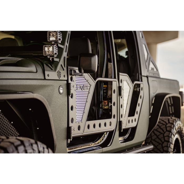 DV8 Offroad 2018-2025 Jeep Wrangler JL JLU Gladiator JT Front Rock Doors Model RDJL-01F