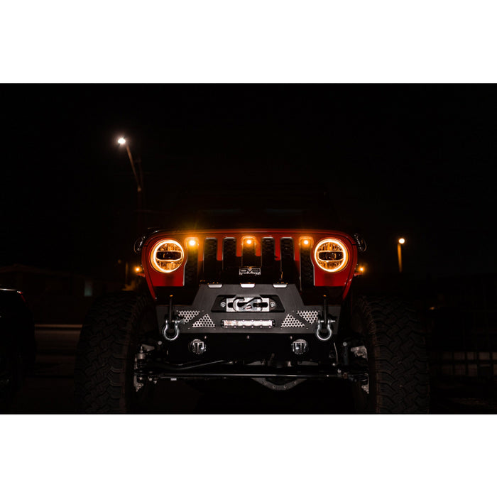DV8 Offroad 2018-2025 Jeep Wrangler JL JLU Gladiator JT Amber Grille Lights Model GRJL-02