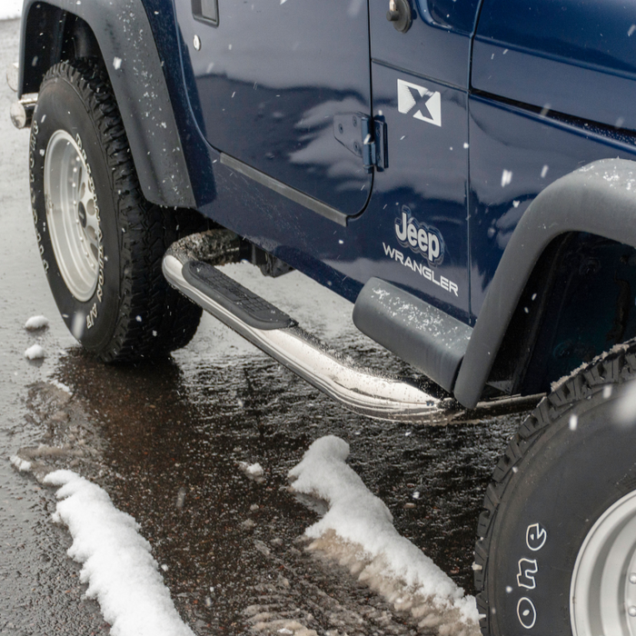 ARIES 3" Round Polished Stainless Side Bars, Fits Select Jeep Wrangler YJ, TJ Model 35600-2