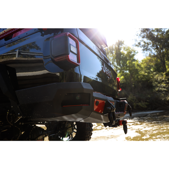 Bodyguard Gladiator Rear Bumper Full Width Sensor Cutouts Reverse Light Cutouts Texture Black Powder Coat Model 53101T
