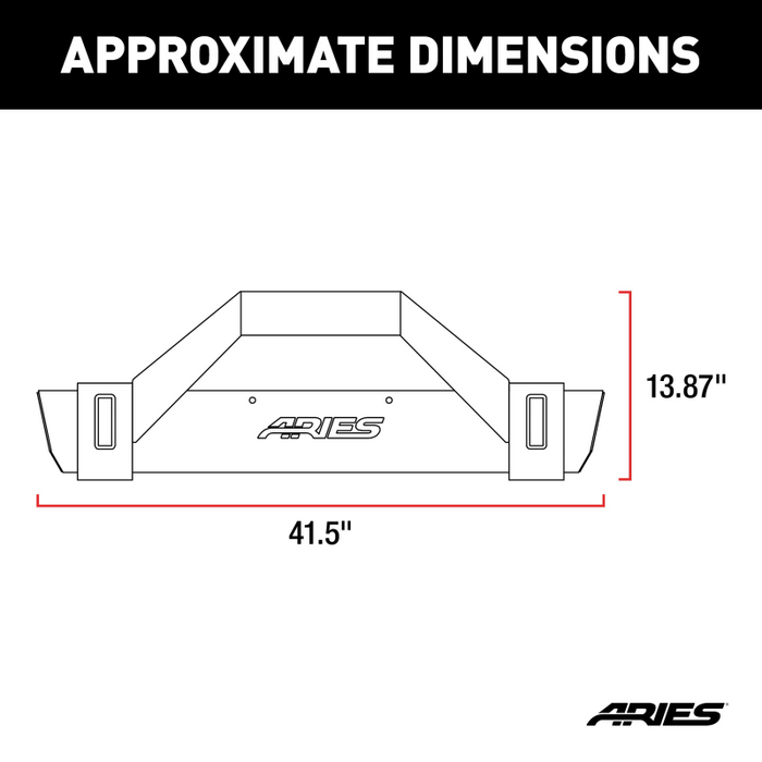 ARIES TrailCrusher Jeep Wrangler TJ Steel Front Bumper with Brush Guard, 9.5K Model 2186001