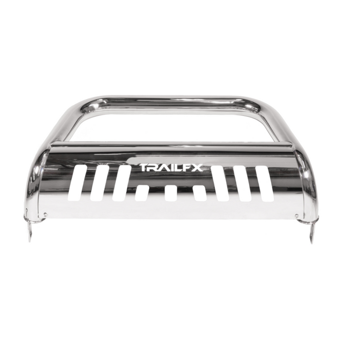 TrailFX 3" Round Bull Bar w/ Skid Plate w/ Light Option Polished Stainless Steel Model B0044S