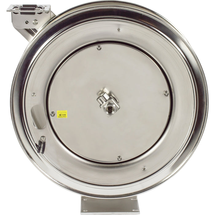 Coxreels MP-SS Series Electro-Polished Stainless Steel Spring Driven Hose Reel 3/8 in. x 50 ft. 3000 PSI Super Hub - No Hose Model MPL-N-350-SS