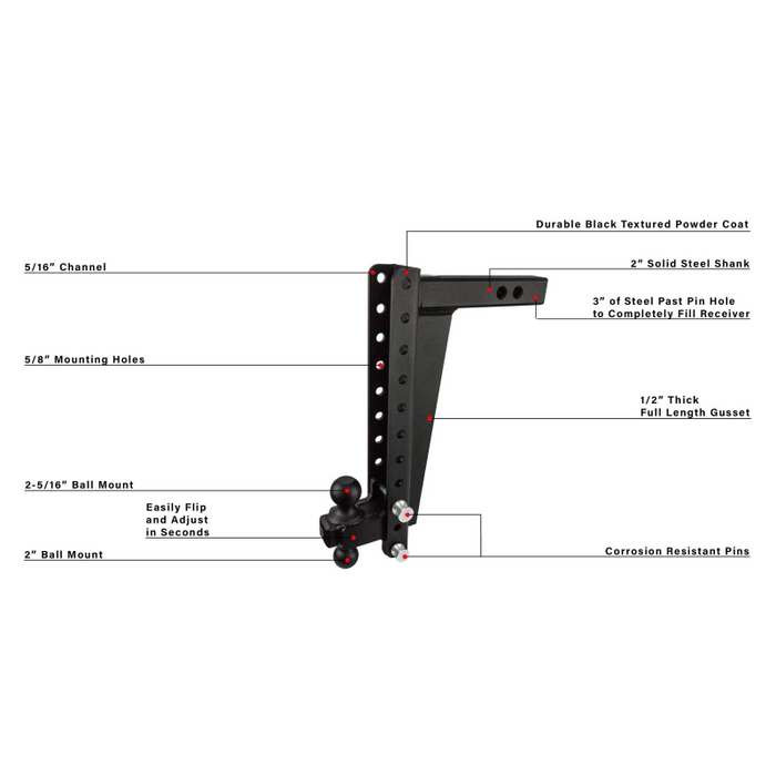 BulletProof Hitches 2.0" Heavy Duty 16" Drop/Rise Hitch Model HD2016