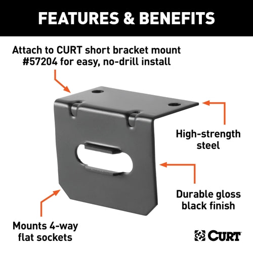 CURT Vehicle-Side Trailer Wiring Harness Mounting Bracket for 4-Way Flat Model 58300