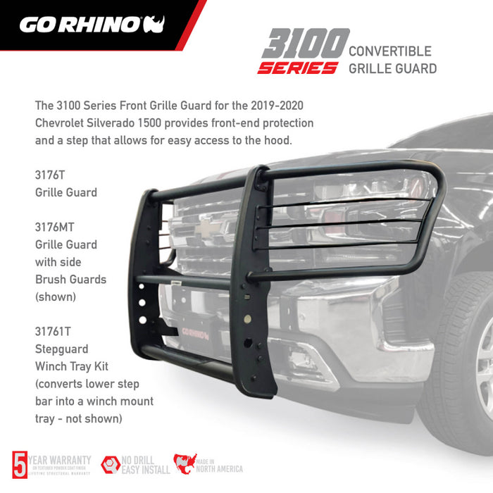 Go Rhino 3100 Series StepGuard Grille Guard with Brush Guards Model 3176MT