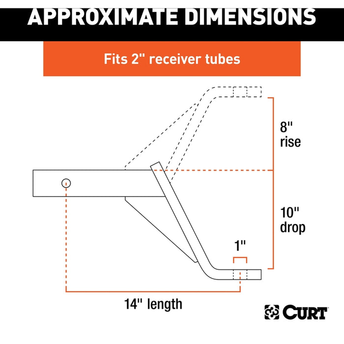 CURT Class 3 Trailer Hitch Ball Mount, Imported, Fits 2-Inch Receiver, 5,000 lbs, 1-Inch Hole, 10-Inch Drop Model 45893
