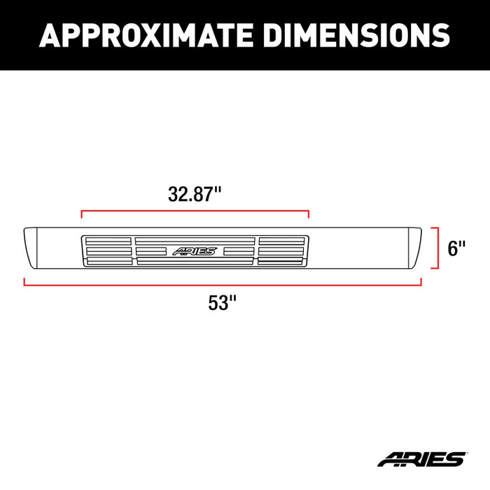 ARIES 6" x 53" Polished Stainless Oval Side Bars, Select Chevy Silverado, GMC Sierra Model 4444006
