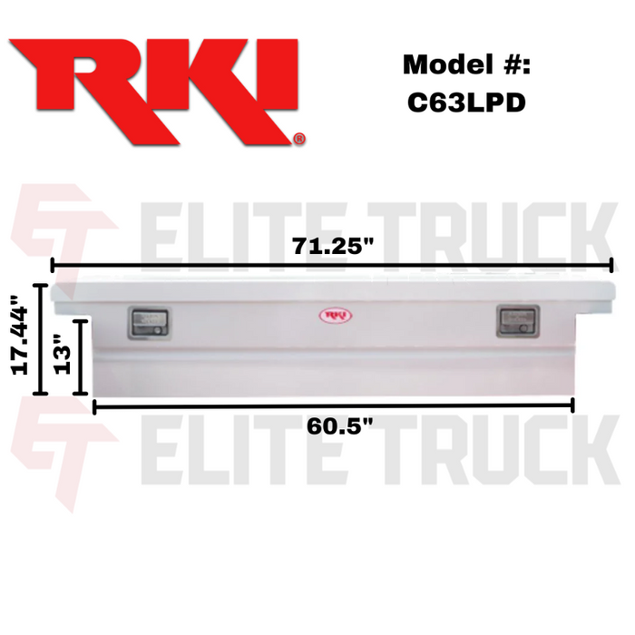 RKI Crossover Truck Tool Box C-Series Low Profile Deep White Steel Model C63LPD