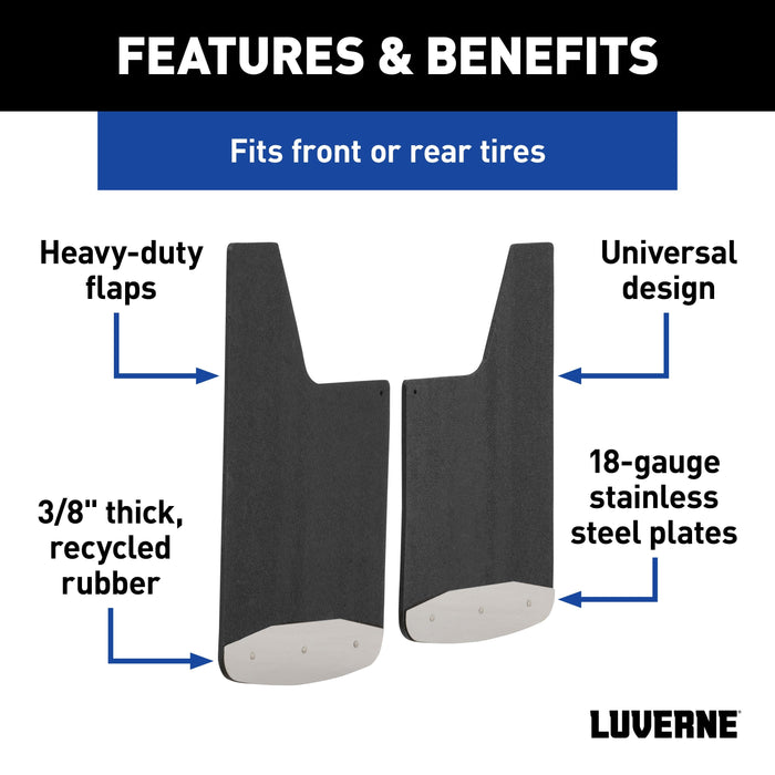 Luverne Universal Front or Rear 14" x 23" Textured Rubber Mud Guards (2 Flaps) Model 250014