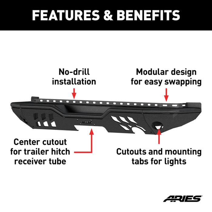 ARIES TrailChaser Jeep Wrangler JK Aluminum Rear Bumper Model 2082036