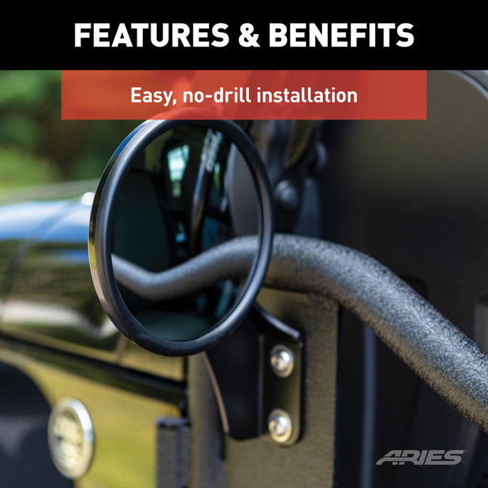 ARIES Offroad Jeep Wrangler Tube Door Mirrors (2-Pack) Model 3500300