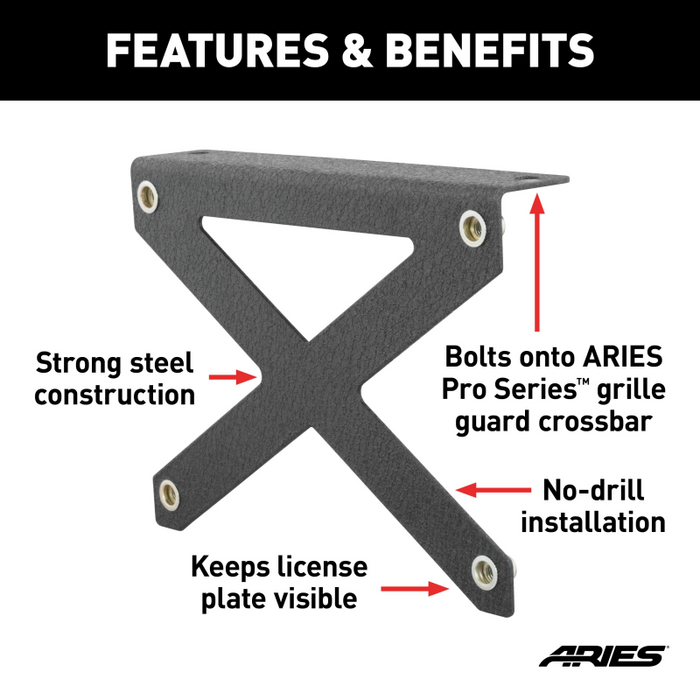 ARIES Pro Series Grille Guard License Plate Bracket Model 85-0000