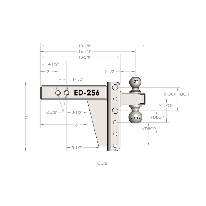 BulletProof Hitches 2.5" Extreme Duty 6" Drop/Rise Hitch Model ED256