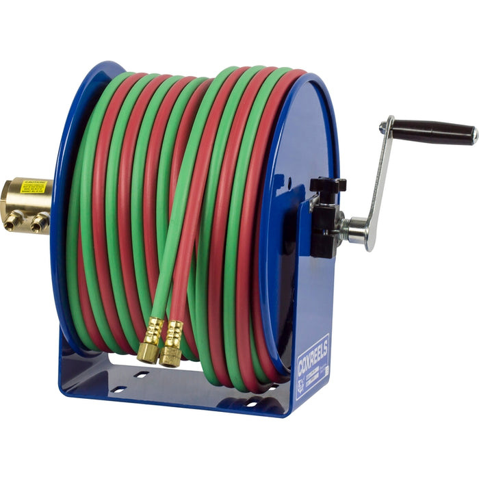 Coxreels 100W Series Welding Hand Crank Hose Reel 1/4 in. x 100 ft. T-Grade 200 PSI - Hose Included Model 112WT-1-100