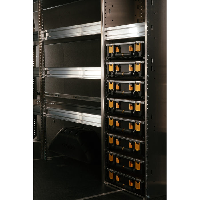 Ranger Design Partskeeper Parts Organizer Composite Aluminum Storage Cabinet w/ 8 Carry Cases and 2 Plywood Shelves 14"x19"x62" Model C5-PA18-8